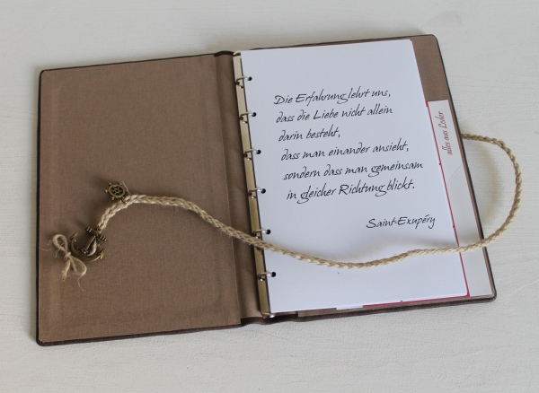 Stammbuch "Maritime",  aus dunkelbraunem Büffelleder